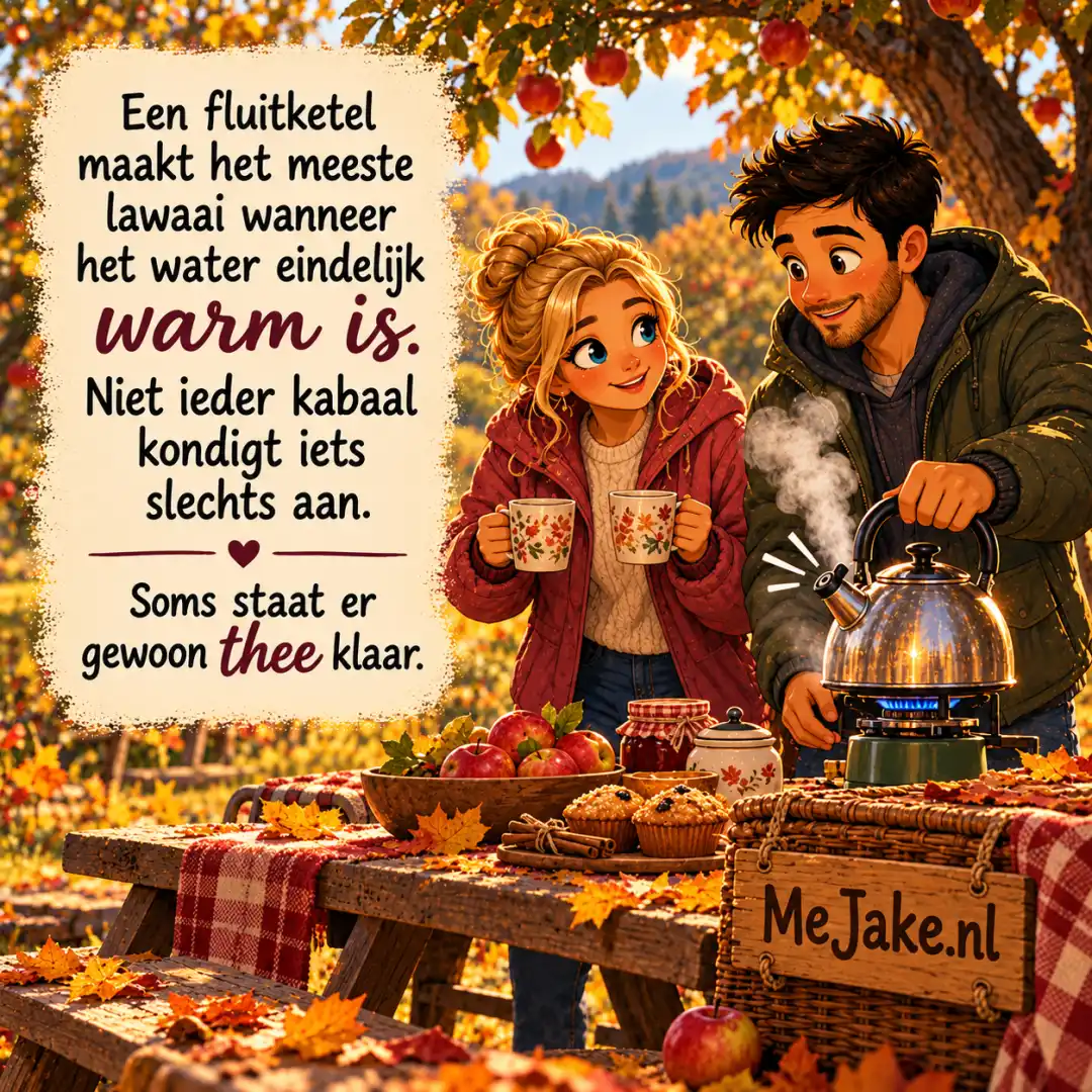 Illustratie bij de quote: Een fluitketel maakt het meeste lawaai wanneer het water eindelijk warm is. Niet ieder kabaal kondigt iets slechts aan.